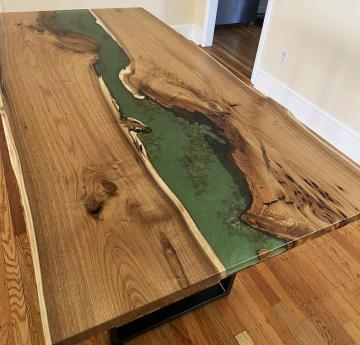 Green River Dining Table with Sand & Pebbles