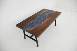 Walnut Coffee Table With Blue Epoxy