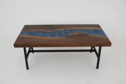 Walnut Coffee Table With Blue Epoxy 2