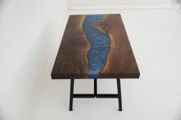 Walnut Coffee Table With Blue Epoxy 4