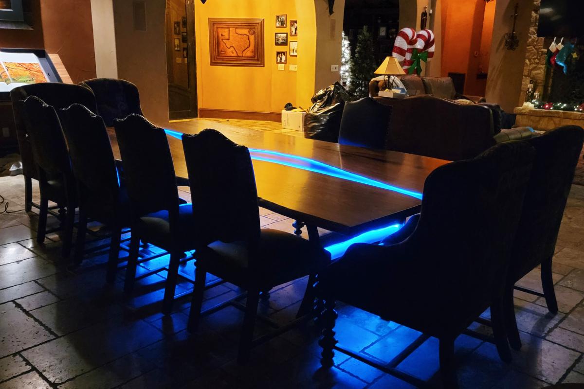 Image Large LED-Lit Live Edge Epoxy River Dining Table