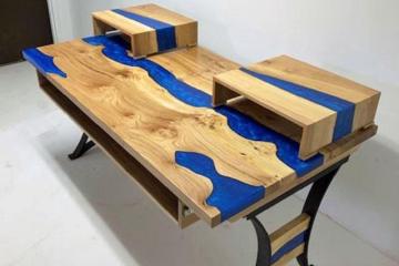 Epoxy & Elm Studio Desk with LED Lights 2