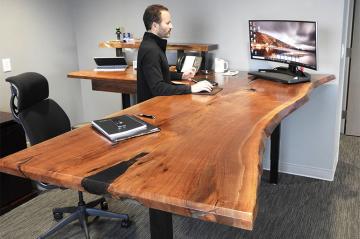 CVCF Brand Custom Made L-Shaped Epoxy Sit-Stand Desk