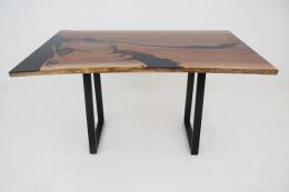 Live Edge Walnut Dining Table Wiith CNC Engraved Hudson