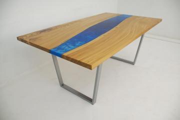 Elm River Table With Blue Epoxy