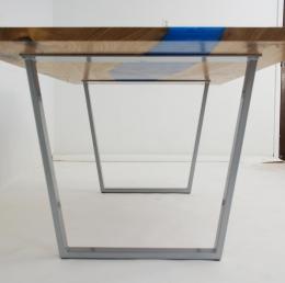 Elm River Dining Table With Blue Epoxy Gradient 6