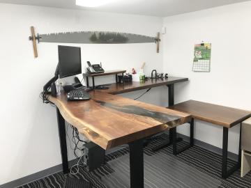 Two Part Live Edge Corner Desk 7