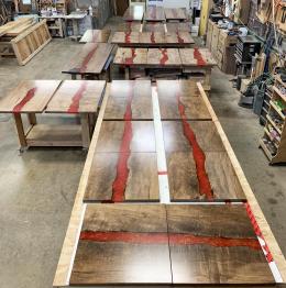 Red Epoxy River Dining Tables 4
