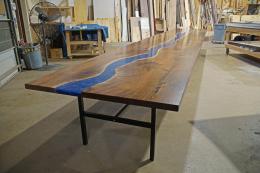 24ft Conference Table With Blue Epoxy River 2
