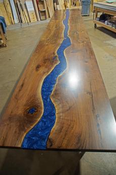 24ft Conference Table With Blue Epoxy River 4