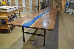 24ft Conference Table With Blue Epoxy River 3