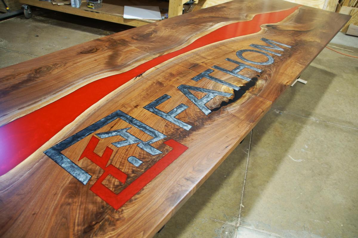 Image CNC Logo Conference Table With Epoxy Gradient 1