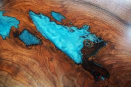 Walnut Conference Tables With Custom Blue Green Epoxy 7