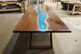 Walnut Conference Tables With Custom Blue Green Epoxy 9