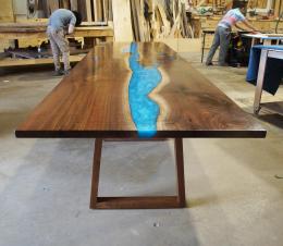 Walnut Conference Tables With Custom Blue Green Epoxy 2