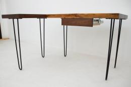 L Shaped Walnut Desk With Cup Holder and Grommet 15