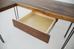 L Shaped Walnut Desk With Cup Holder and Grommet 14