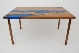 Sycamore River Table With Blue Epoxy River 7