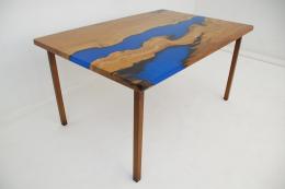 Sycamore River Table With Blue Epoxy River 4