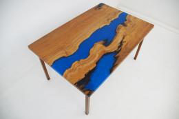 Sycamore River Table With Blue Epoxy River 9