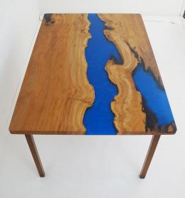Sycamore River Table With Blue Epoxy River 6