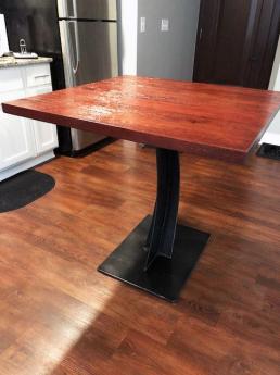 Rustic Barnwood Kitchen Table with Pedestal Base 1