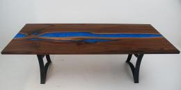 Walnut Blue Epoxy Dining Table 2