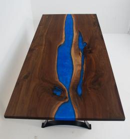 Walnut Blue Epoxy Dining Table 3