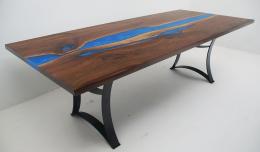 Walnut Blue Epoxy Dining Table 5