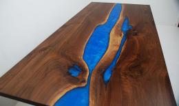 Walnut Blue Epoxy Dining Table 7