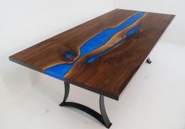 Walnut Blue Epoxy Dining Table 8