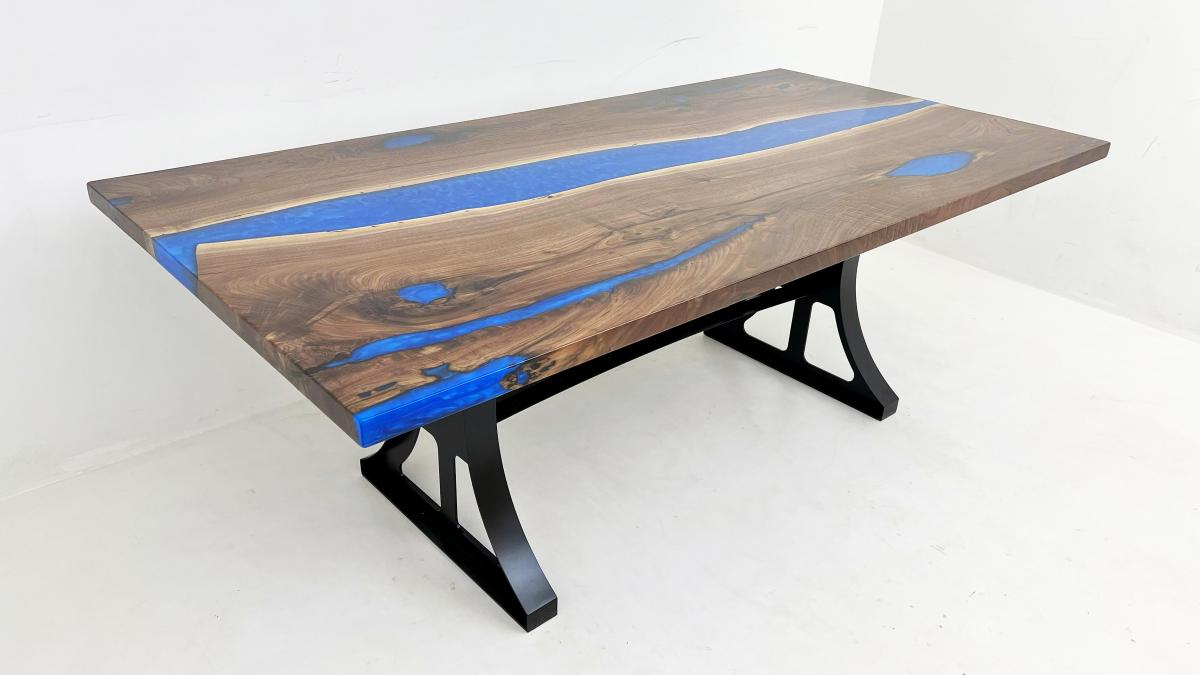 4' Walnut Royal Blue Epoxy River Tabletop