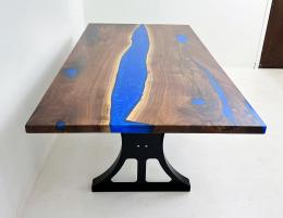 Blue Epoxy & Walnut River Dining Table 5