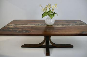 Walnut Dining Table With Rocks