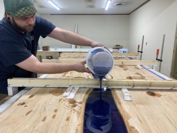 Pouring Blue Epoxy