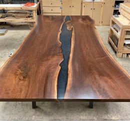 Live Edge Walnut Table With Gray Epoxy WP5