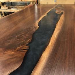 Live Edge Walnut Table With Gray Epoxy WP4