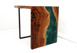 Green Epoxy & Walnut Side Table