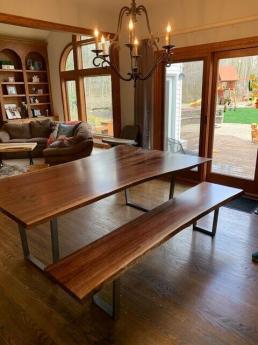 Live Edge Dining Table and Bench 1