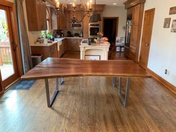 Live Edge Epoxy Dining Table and Bench