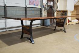 Walnut Dining Table With Translucent Black Epoxy River 