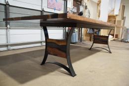 Walnut Dining Table With Translucent Black Epoxy River 