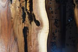 Walnut Dining Table With Translucent Black Epoxy River 