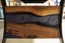 Walnut Dining Table With Translucent Black Epoxy River 