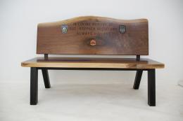 Walnut Live Edge Memorial Bench With Blue River 6