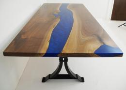 River Dining Table With Walnut & Blue Epoxy 12