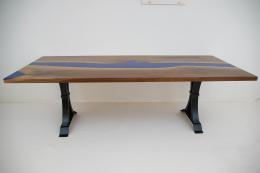 River Dining Table With Walnut & Blue Epoxy 5
