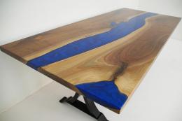River Dining Table With Walnut & Blue Epoxy 11