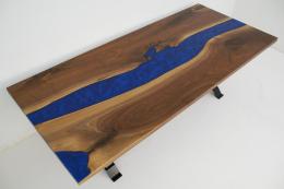 River Dining Table With Walnut & Blue Epoxy 2