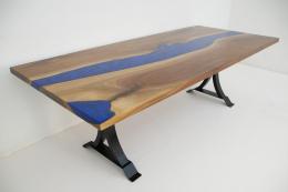 River Dining Table With Walnut & Blue Epoxy 1